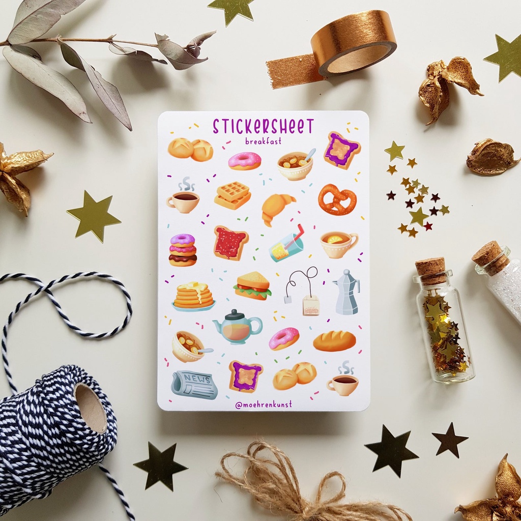 Sticker Sheet - Breakfast - Chuyên dán sổ | Bullet Journal Stickers, Food Stickers, Breakfast Stickers, Lunch Stickers