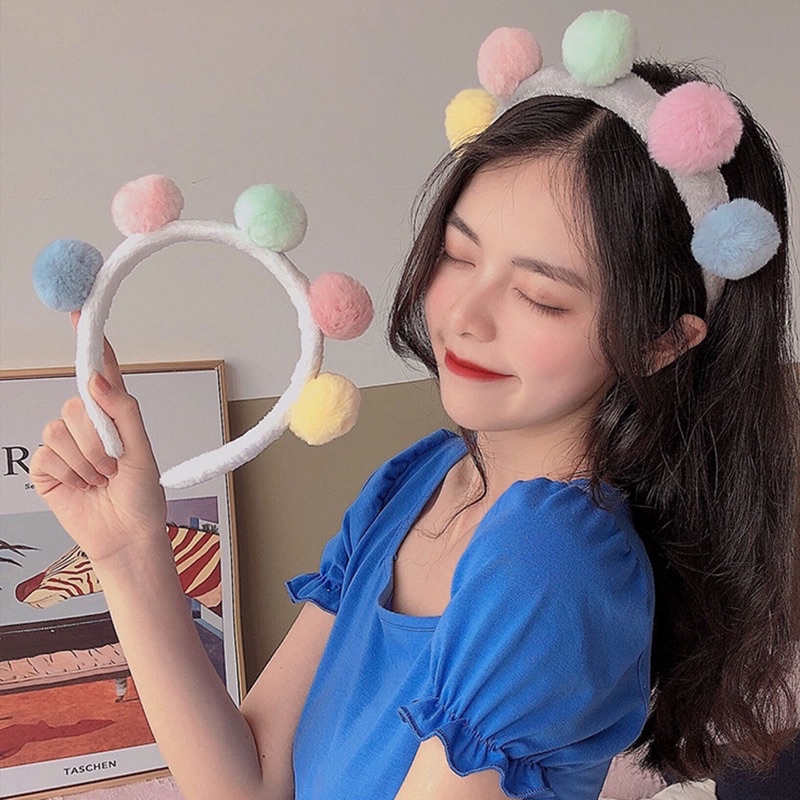 Băng đô cài tóc chùm bông dễ thương