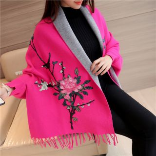 Áo len thêu hoa dạng khăn choàng ALTH99 (HÀNG ORDER 10-15 NGÀY)