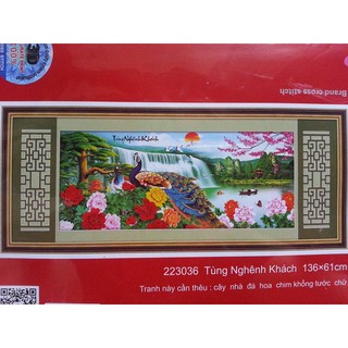 Tranh thêu tùng nghênh khách 223036 (chưa thêu)