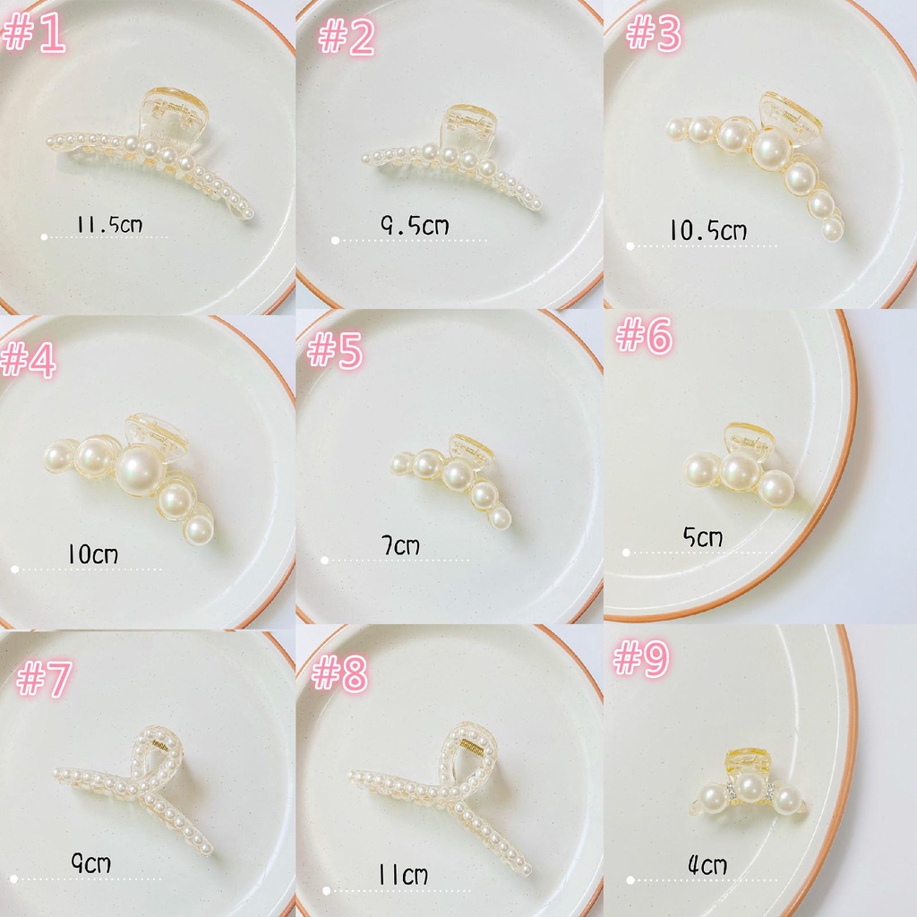 Kẹp tóc đính ngọc trai thiết kế đơn giản bằng nhựa cho phụ nữ/bé gái - 13 kích cỡ