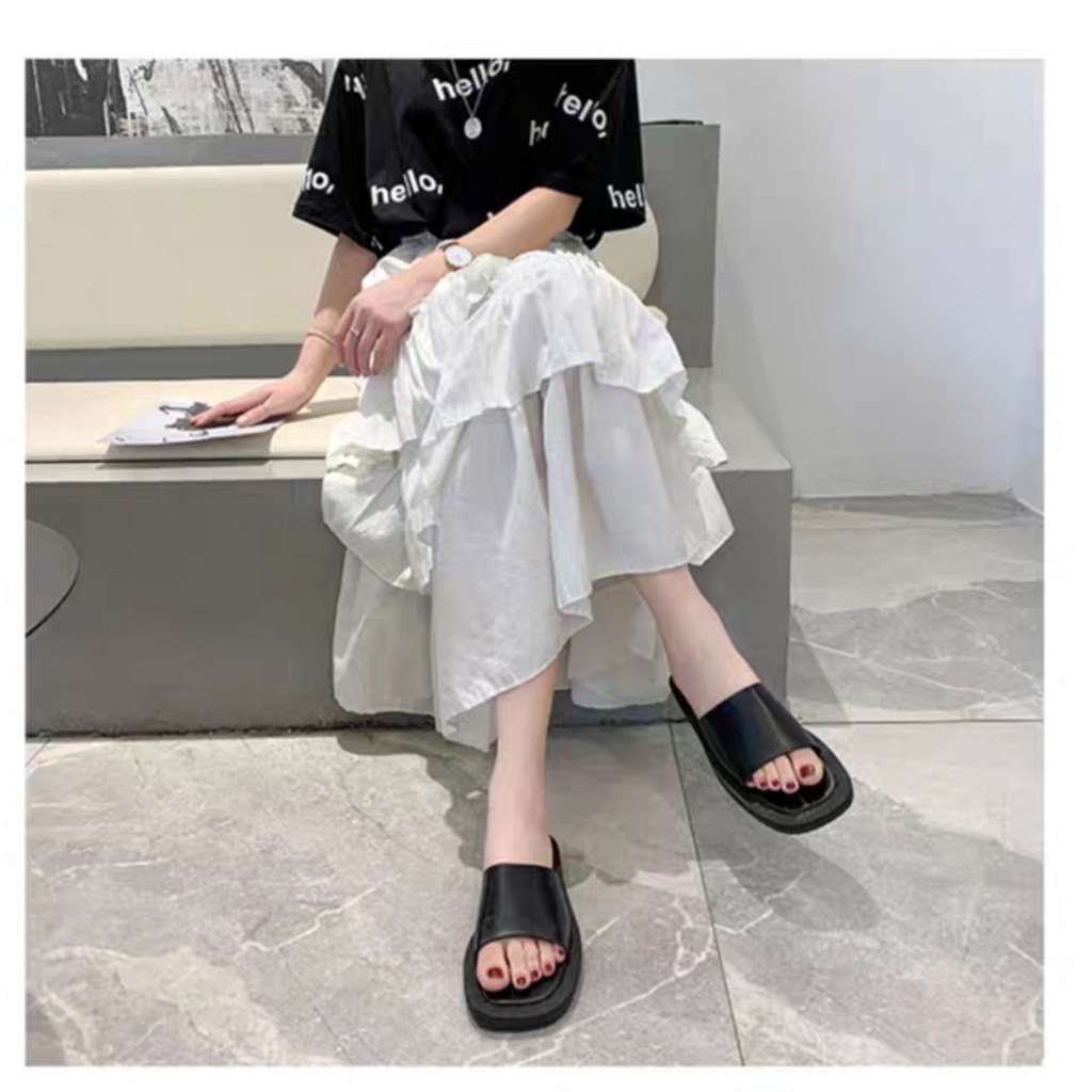 Dép quai ngang ngang đế xuồng, phong cách Hàn Quốc, thời trang mới - 1000048
