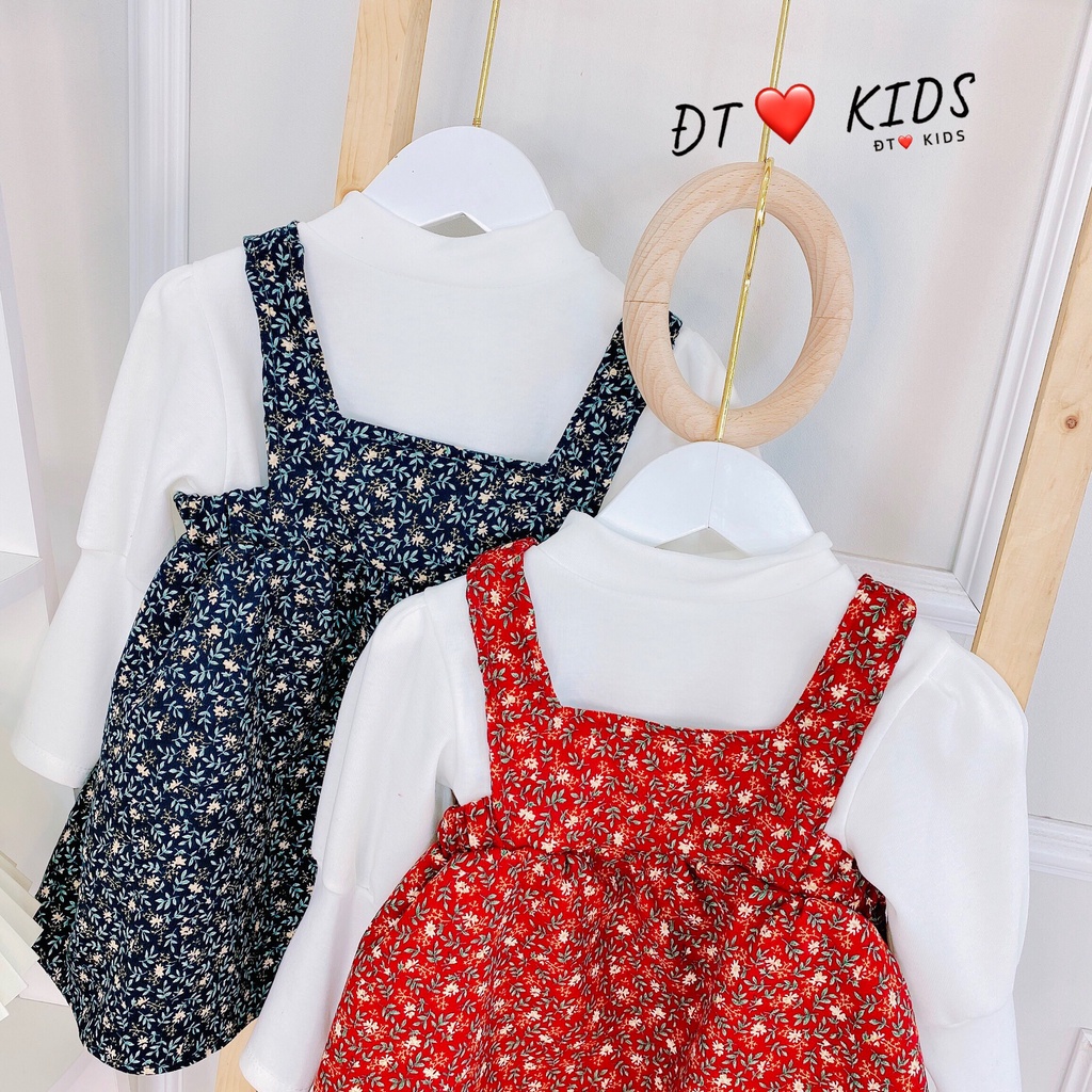 Set Váy Yếm Cho Bé - Set Yếm Váy Áo Cotton Tay Bồng - Yếm Thu Đông Siêu Đẹp, Ấm Cho Bé 8-18kg - N&D Kids