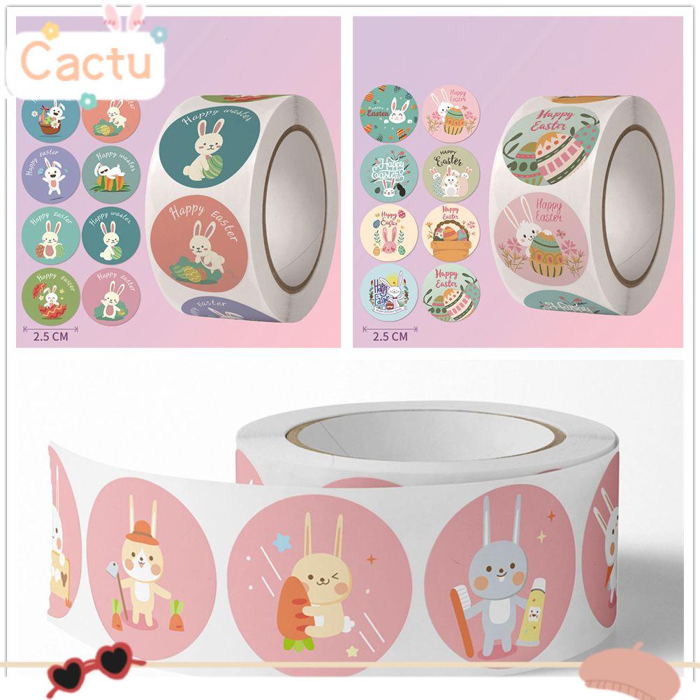 Sticker tròn hình thỏ và cà rốt/quả trứng dùng làm nhãn đóng gói túi quà/dán trang trí sổ tay/cửa sổ dịp lễ Phục sinh