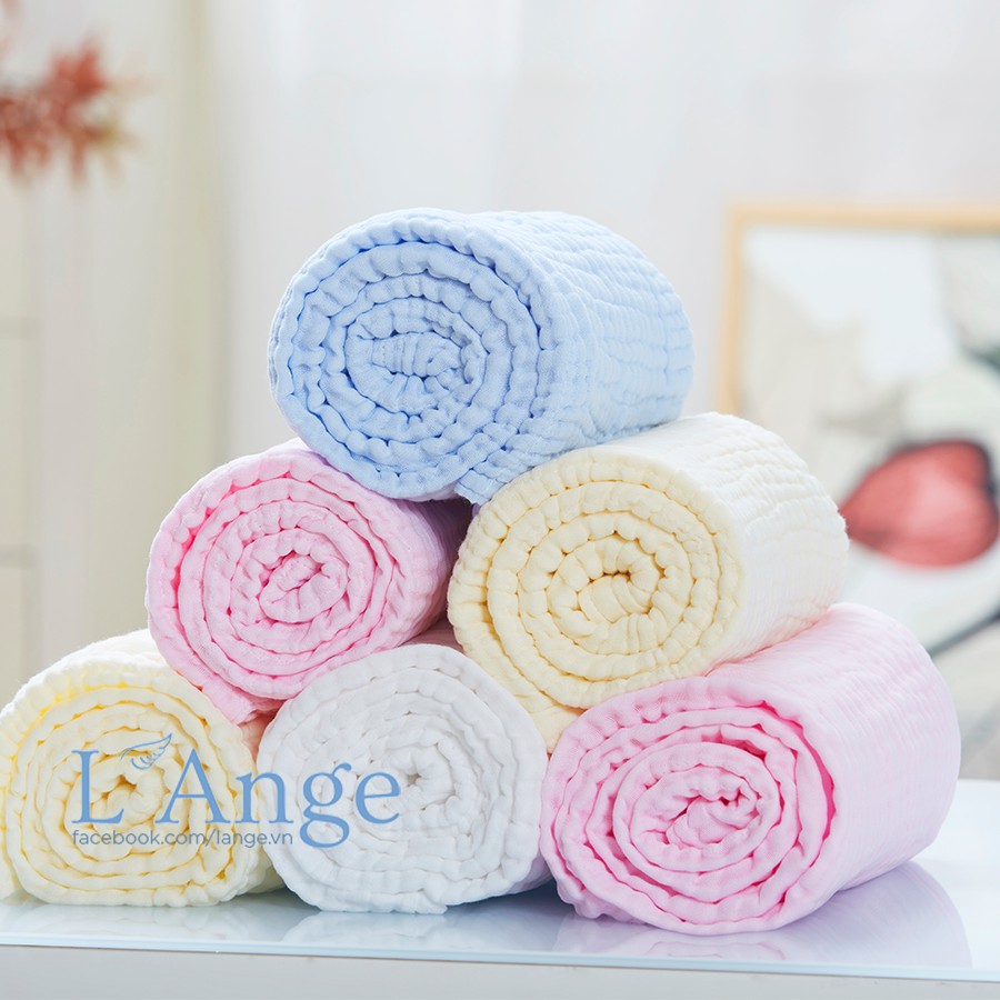 Khăn tắm/sữa vải bông L'ANGE 9 lớp (22*22cm)/ 6 lớp (70*95cm) cho bé  hàng chính hãng