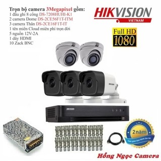 Trọn bộ 5 camera quan sát hikvision tvi 3 megapixel ds-2ce16f1t-it