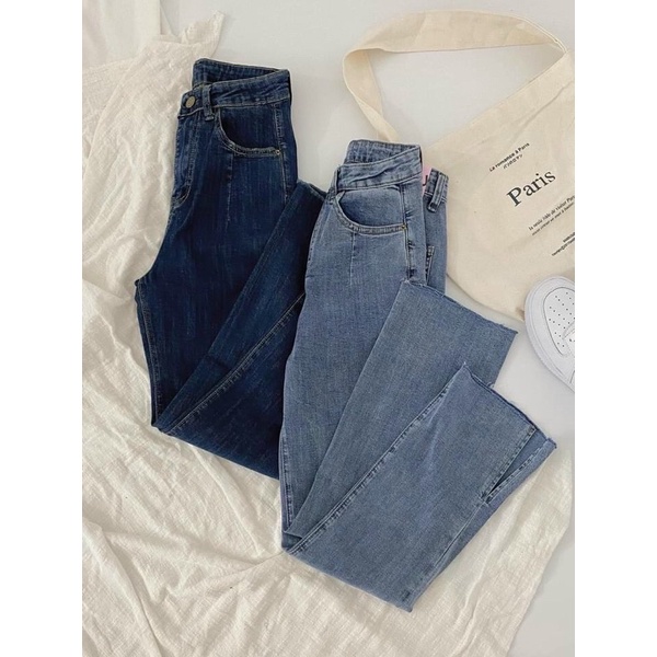 Quần JEANS nữ xẻ gấu ống đứng cạp cao(kèm quà tặng)DAQUY20quần bò xẻ gấu ống xuông phong cách Hàn quốc
