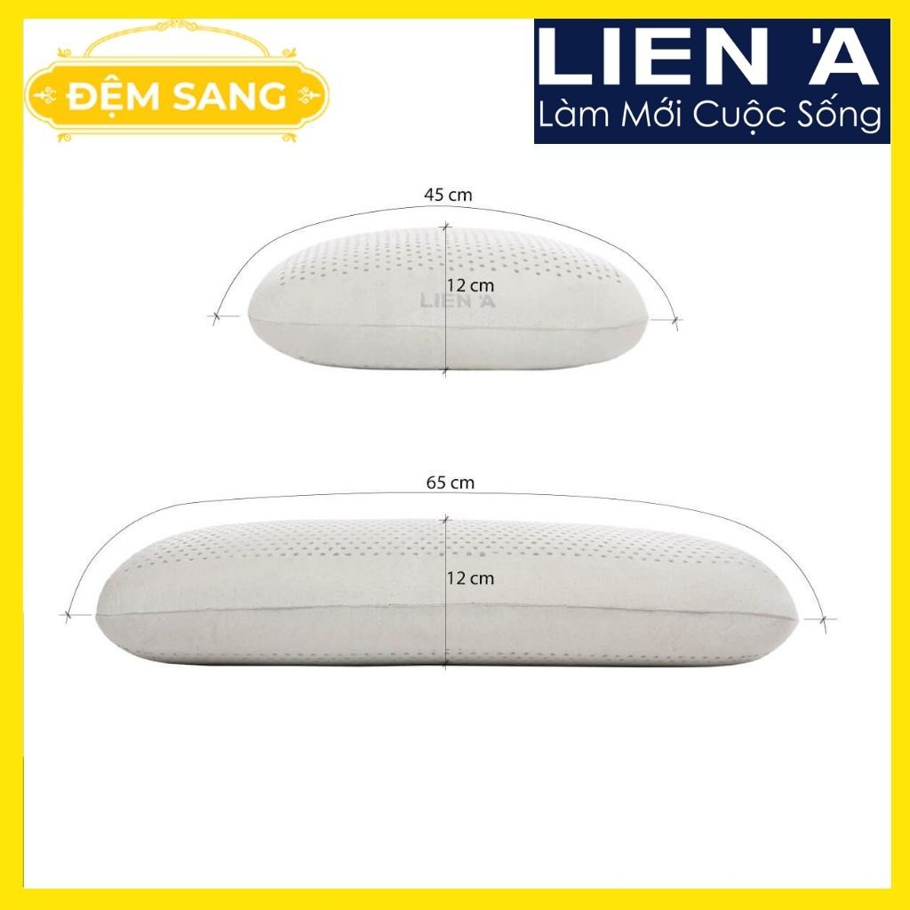 Gối Nằm OVAL GREY - Cao Su thiên nhiên 100%  Cao Cấp Liên Á - Khử mùi, kháng khuẩn. Chuẩn giấc ngủ ngon