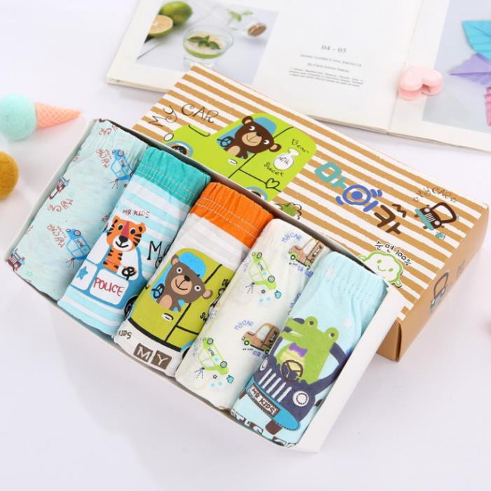 [Tổng Hợp 1] Set 5 quần lót tam giác bé trai Hàn Quốc 100% vải cotton thoáng mát, an toàn cho sức khỏe của trẻ em