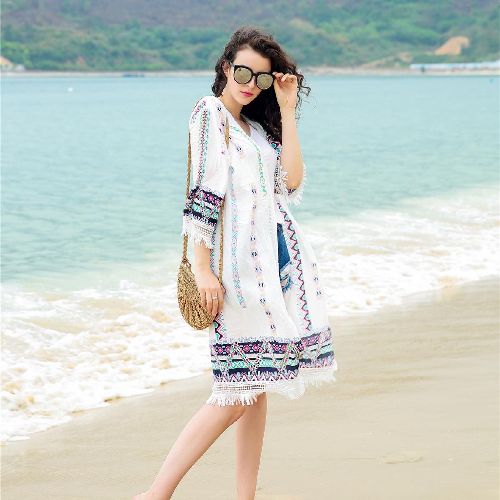 Áo khoác cardigan dài trung bình phối tua rua thời trang đi biển mùa hè cho nữ 2021
 | BigBuy360 - bigbuy360.vn