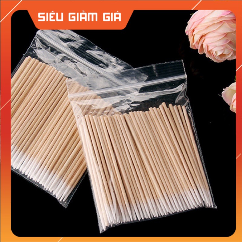 Tăm Bông Cán Gỗ Đầu Nhọn Dùng Bôi Tê ,Chà Mực ,Tém Mày - Dụng cụ phun xăm
