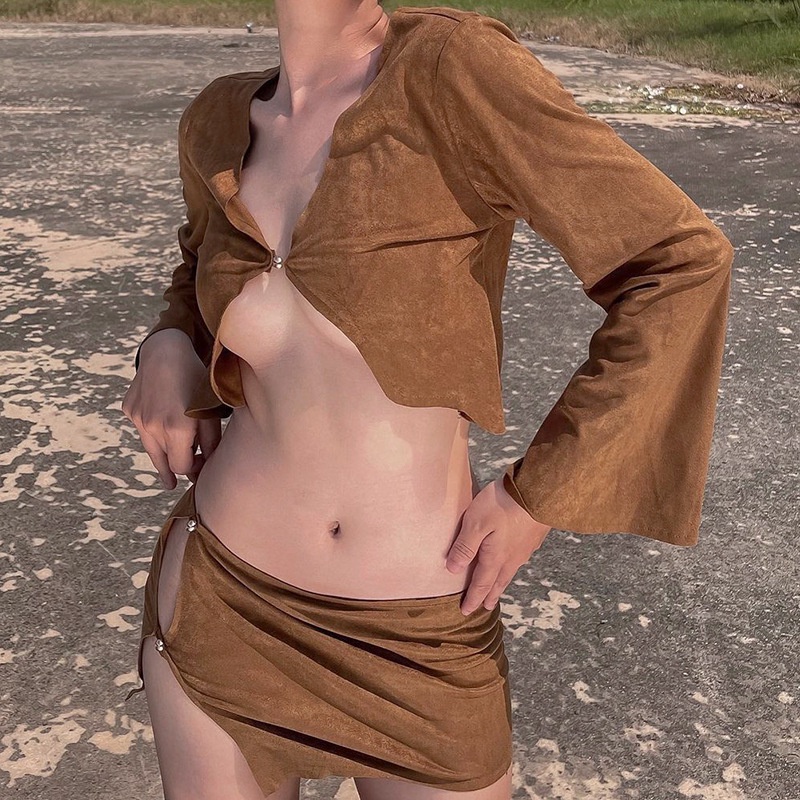 Bộ Áo Sơ Mi Dài Tay + Chân Váy Midi Thời Trang Dành Cho Nữ