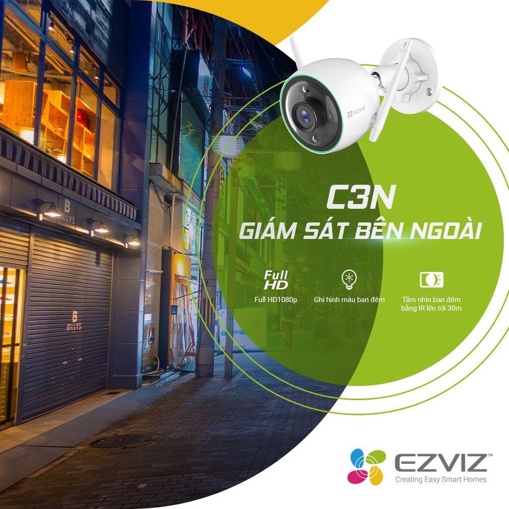 Camera WIFI Ngoài trời EZVIZ C3W-PRO 4MP,IP67 chống bụi nước, Màu Ban Đêm, Âm Thanh 2 Chiều, Đèn và Còi Báo Động, AI