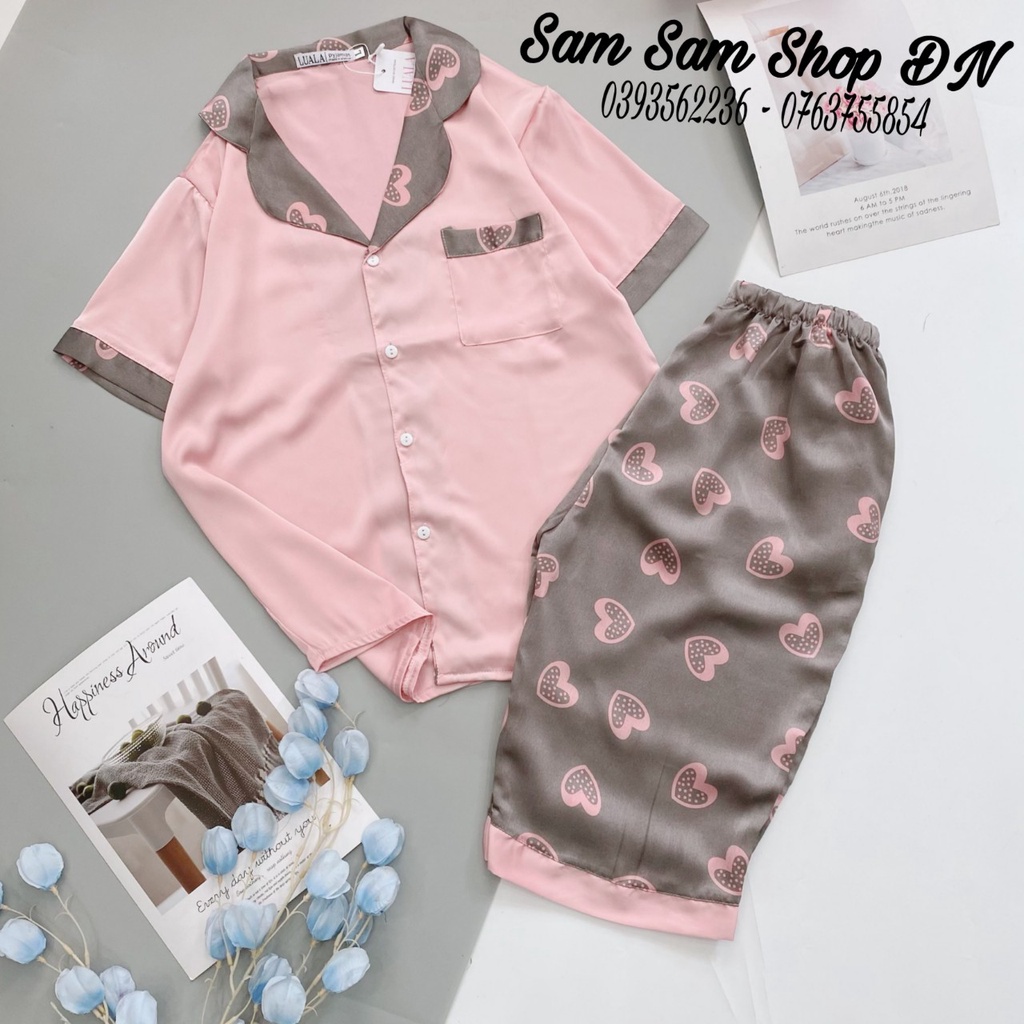 Đồ bộ Pijama lửng Hàn Quốc mặc nhà - Chất liệu lụa Satin - Mềm mịn, cực đẹp - Sam Sam Shop ĐN