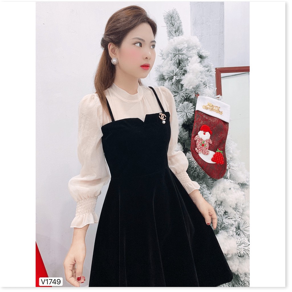 Đầm Nữ Xòe Phối tay Bồng Dự Tiệc Sang Chảnh