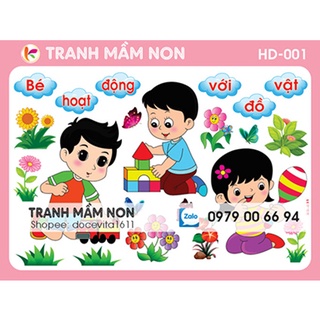 Decal mầm non-GÓC HOẠT ĐỘNG VỚI ĐỒ VẬT khổ to 127x80