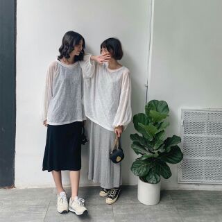 ĐẦM SUÔNG + ÁO PULL MỎNG ✔Kèm ảnh thật✔