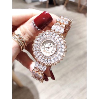 Đồng hồ nữ royal crown 6804 dây đá hồng