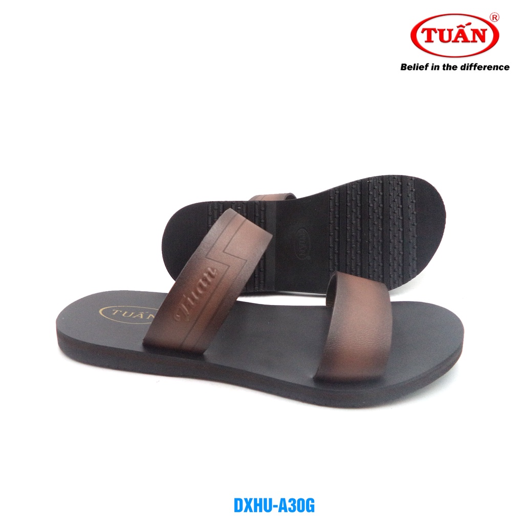 Dép da nam dép bảng ngang quai da bò thương hiệu Tuấn DXHU-30G