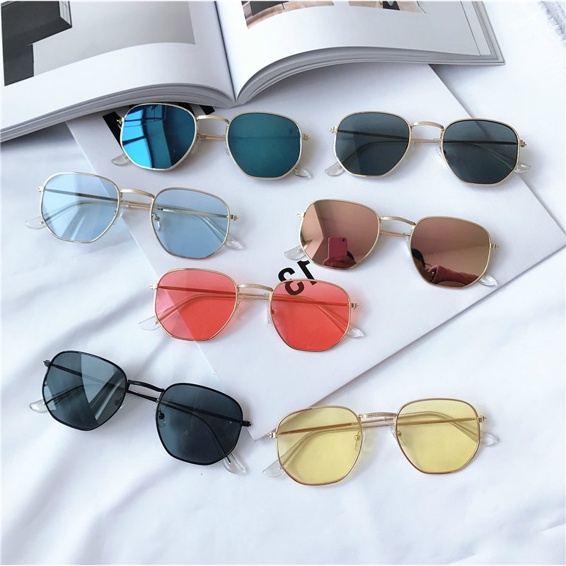 Kính mát chống tia UV gọng vuông kim loại phong cách RB thời trang unisex