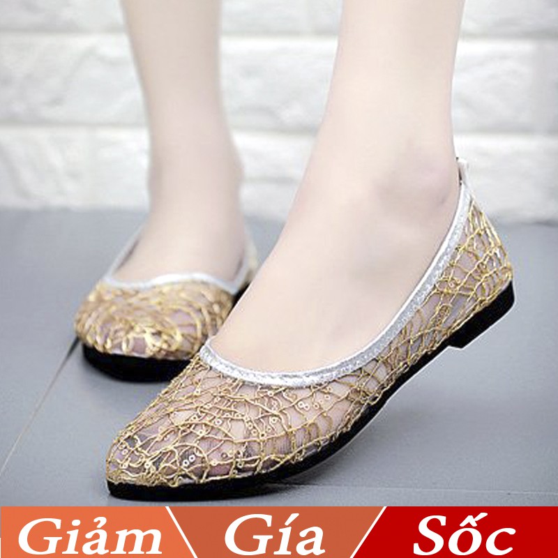 Giày búp bê lưới cao su thoáng mát siêu bền-305