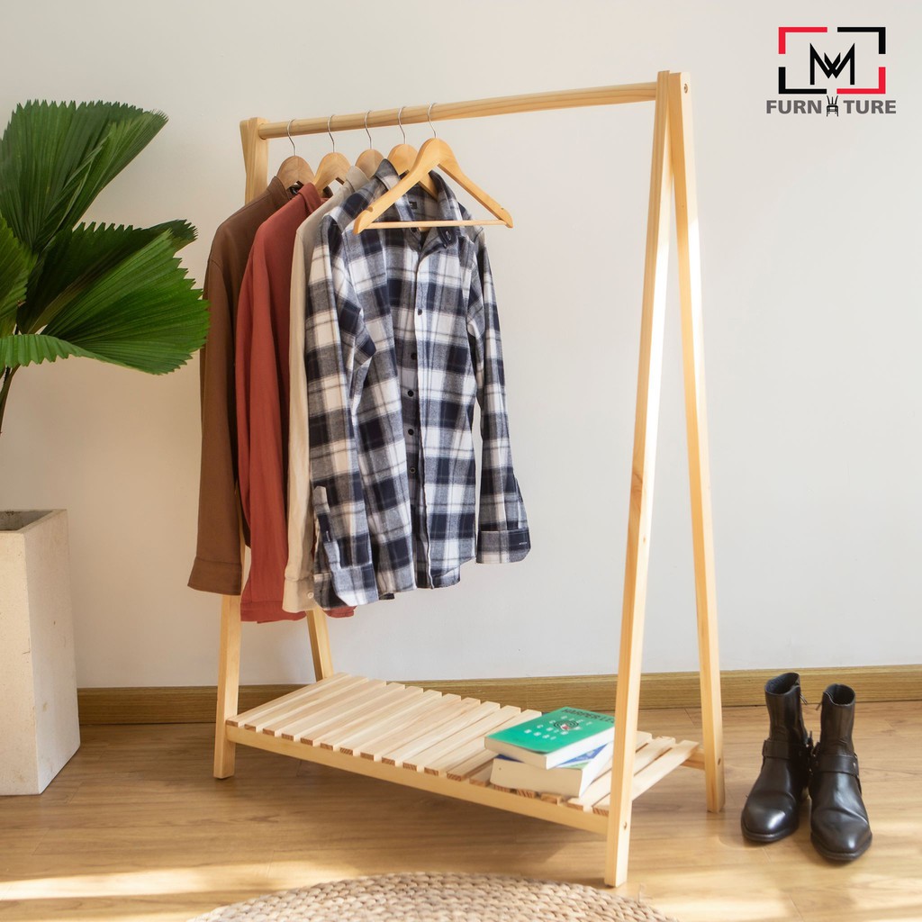 GIÁ TREO QUẦN ÁO CHỮ A HÀN QUỐC 1 TẦNG MÀU GỖ - A HANGER 1F CAO 1M25 - NỘI THẤT CĂN HỘ | BigBuy360 - bigbuy360.vn
