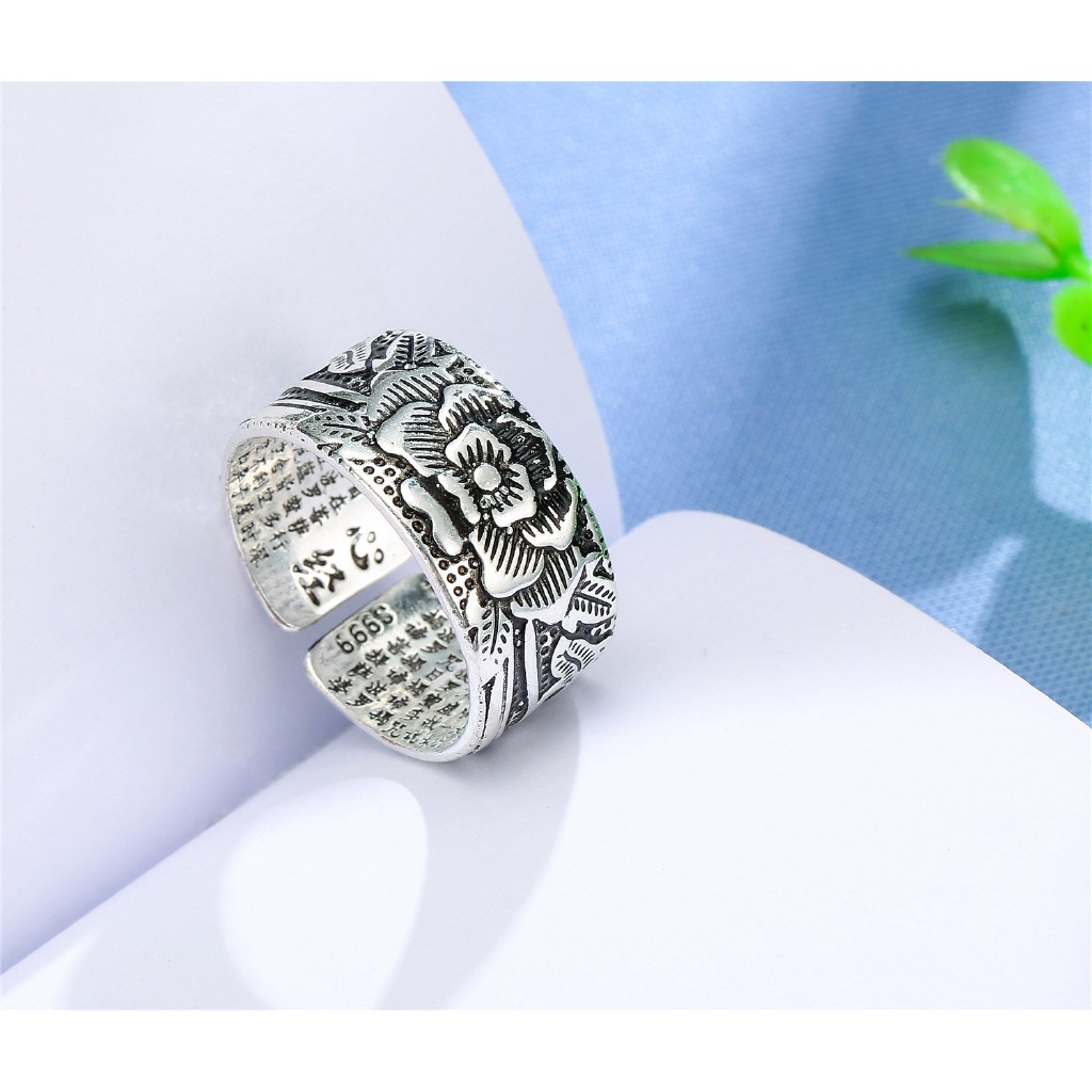 Nhẫn Đeo Tay Kim Loại Khắc Chữ Phong Cách Retro