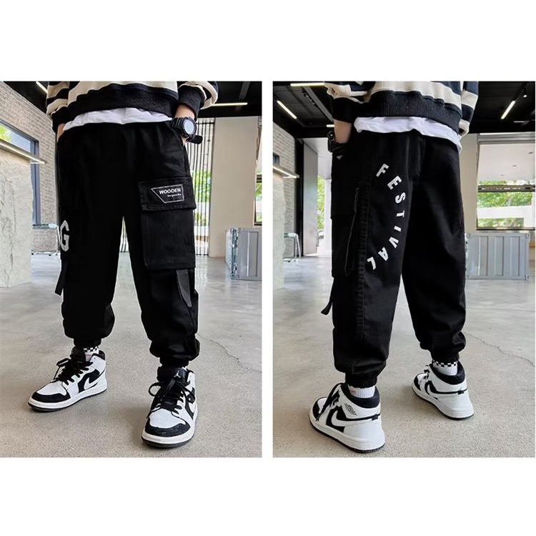 Quần thể thao BXPB cotton nguyên chất dáng rộng có túi lớn phong cách Hàn Quốc hợp thời trang dành cho bé trai