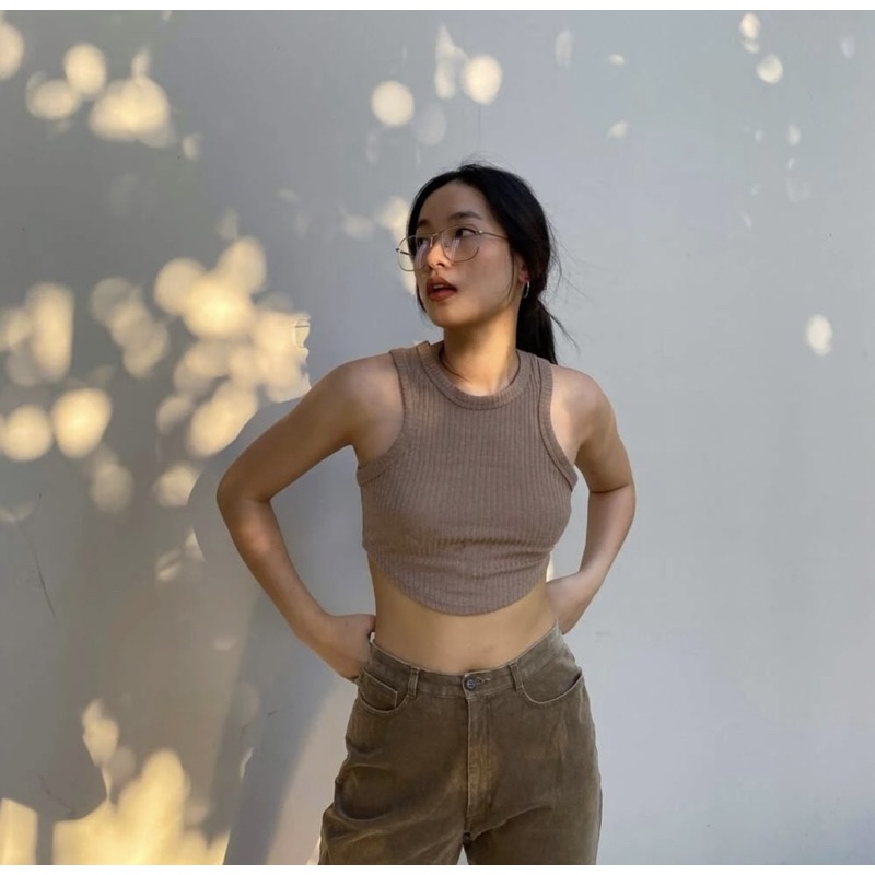Áo croptop ba lỗ vạt bầu thun gân phong cách cá tính Aimee closet