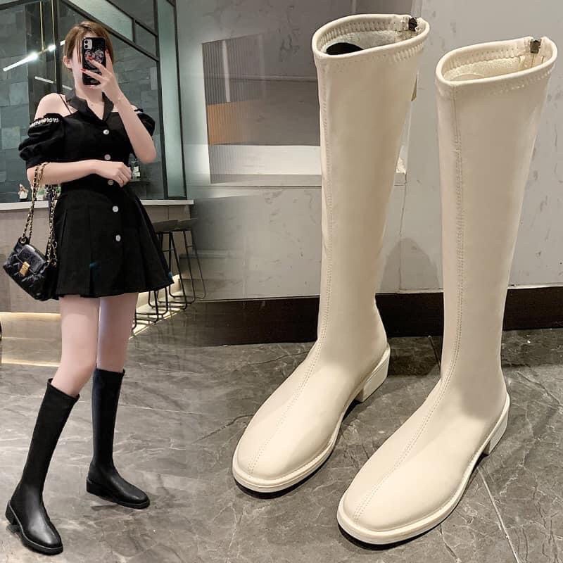 Boot đùi cao cổ đế bệt 2-3 phân. Bốt đùi cao cổ - Boot cao cổ - Bốt cao cổ - giày cao cổ Bốt Cao Cổ Nữ Ullzzang