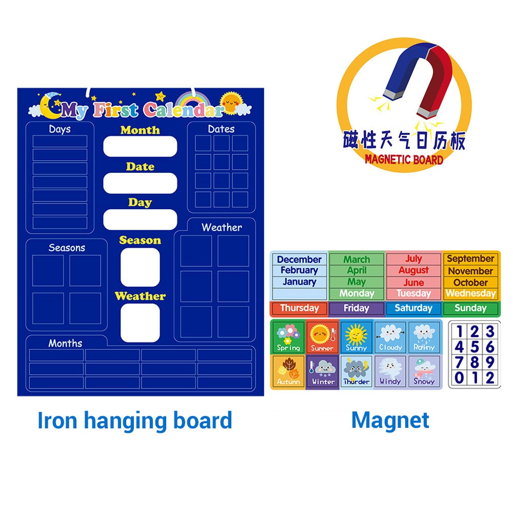 Thẻ Nam Châm Dán Tường/Trường In Chữ Tiếng Anh/Thời Tiết Ngày Tháng Giáo Dục Cho Bé