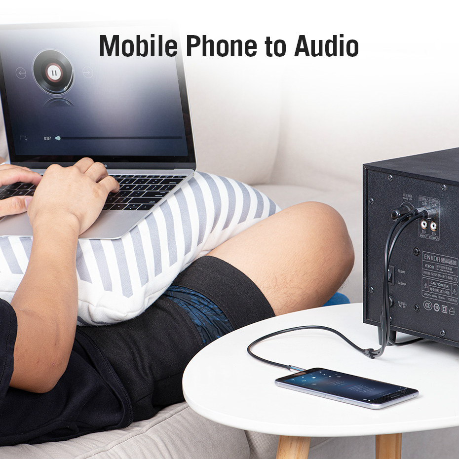 Dây Cáp Âm Thanh RCA Đầu Cắm 3.5mm Sang 2rca Aux Rca Tiện Dụng