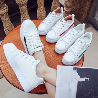 Giày Thể Thao Nữ. Giày Sneaker Thể Thao Nữ phong cách hàn quốc (Trắng viền xanh) Size 36
