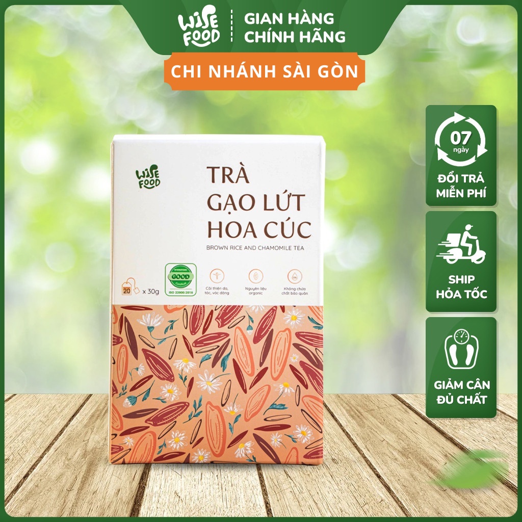 Trà Gạo Lứt Hoa Cúc WISE FOOD 600g, Thanh nhiệt, Mát gan, Lành tính