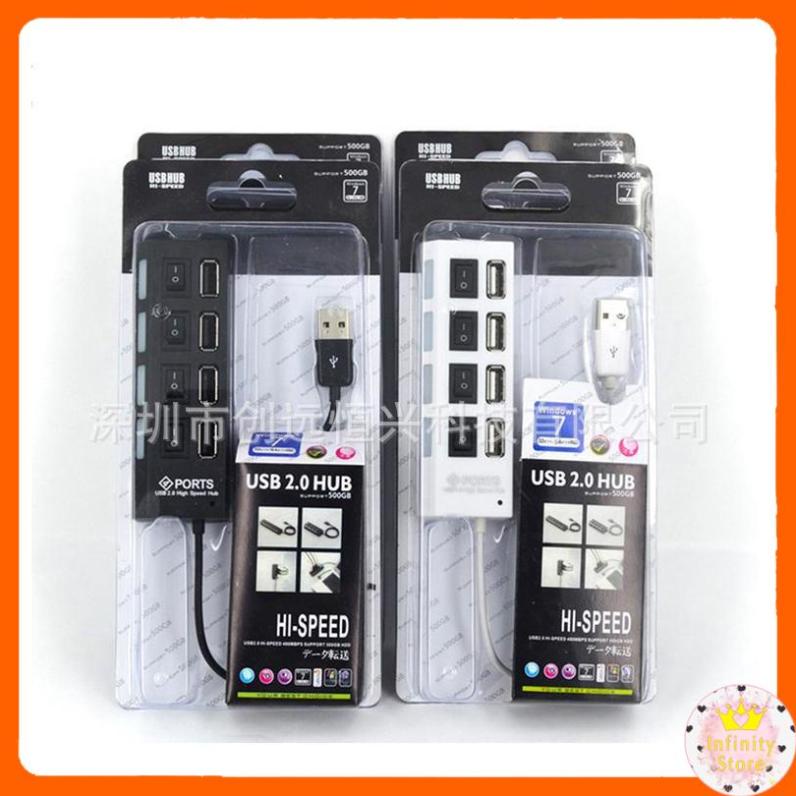 BỘ CHIA 4 VÀ 7 CỔNG USB HUB 2.0 CÓ CÔNG TẮC INFINY DECOR