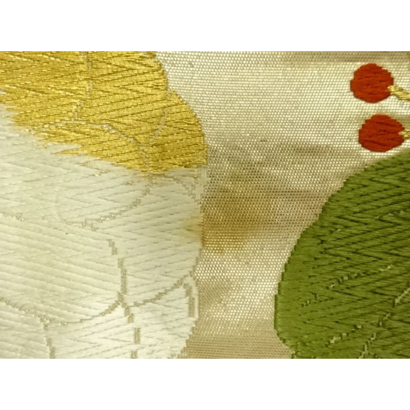 Trang phục truyền thống Nhật Bản/ Dây thắt lưng Fukuro Obi Kiku and Paulownia/Hoa cúc và hoa hông