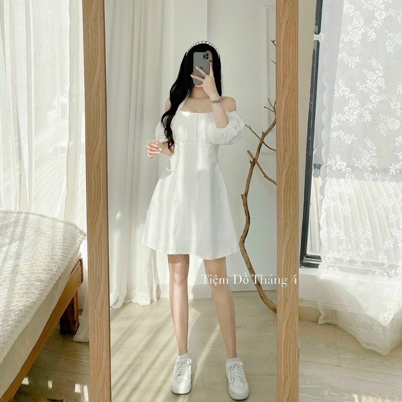 Đầm tay phồng xếp li