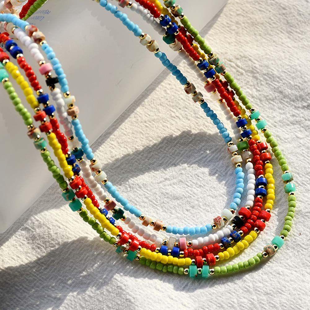 Vòng cổ Đá Mã Não WMES15H Phong Cách Hàn Quốc Cho Nữ|Vòng cổ Chuỗi Hạt Nhiều Màu Sắc