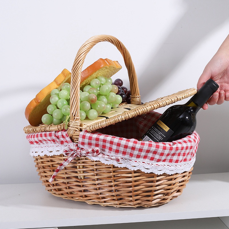 Outdoor Picnic Baskets Blanket Rattan Storage Basket DIY Flower Basket