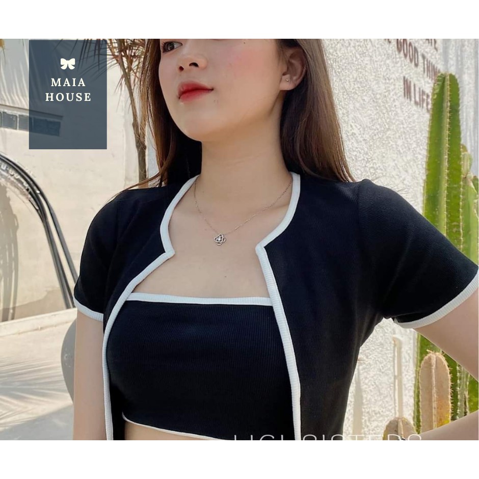set combo 3 món croptop ống, khoát và chân váy xẻ đùi. chất thun gân dày dặn. | BigBuy360 - bigbuy360.vn