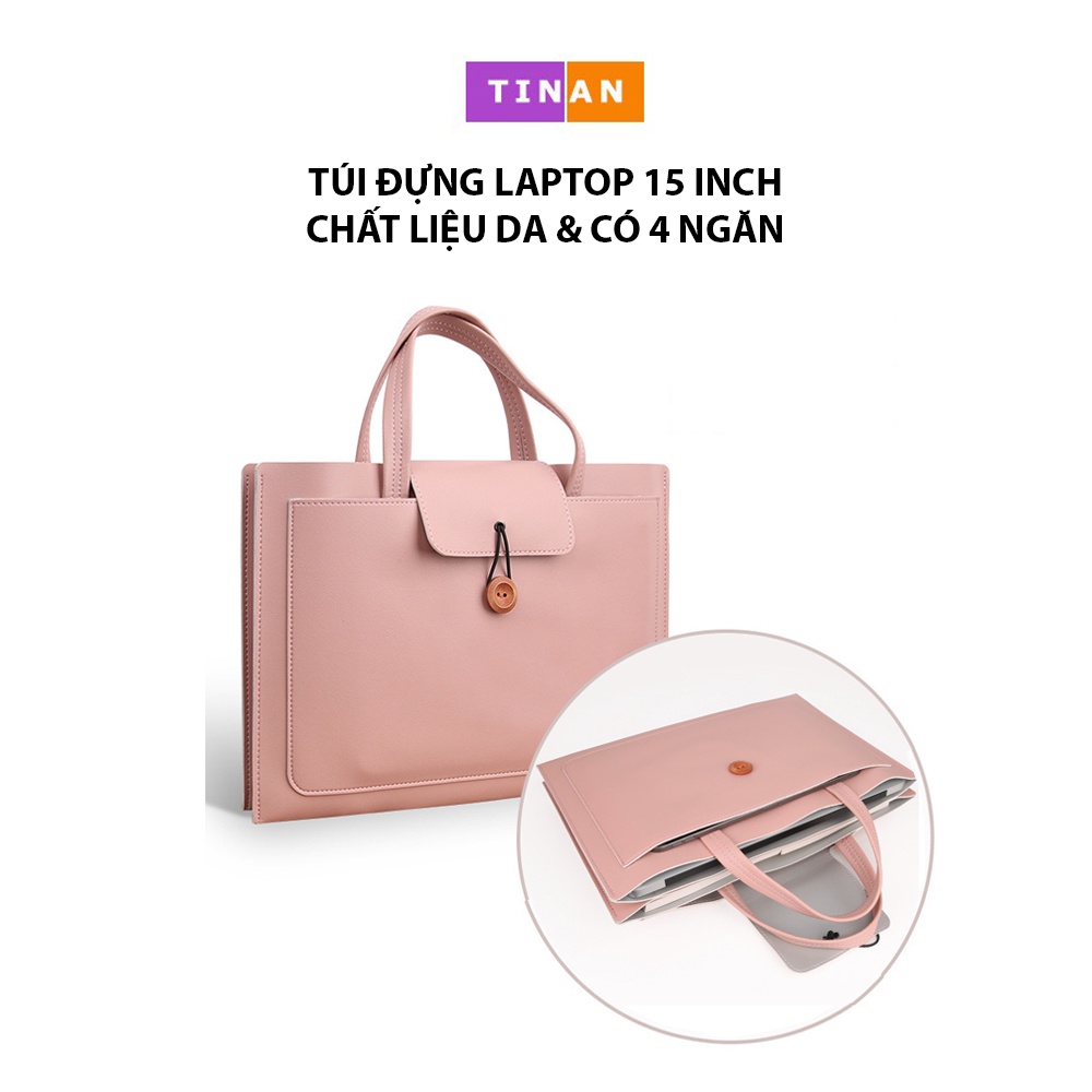 Túi Đựng Laptop 15inch Chất Liệu Da, 4 Ngăn, Thanh Lịch Cho Nam Và Nữ