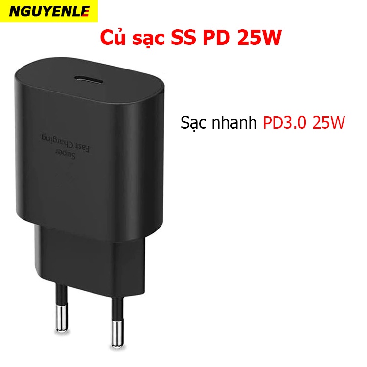 Củ sạc nhanh Samsung iPhone PD 25W PD 20W Qc 3.0 cho S22 S21 S20 S10 S9 S8 Note 20 A71 A70 A80 M5