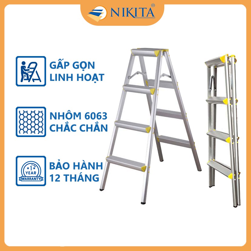 Thang Nhôm 4 Bậc - Chính Hãng NIKITA - Bảo Hành 12 Tháng