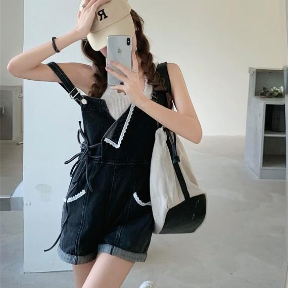 Jiashucheng Quần Short Denim Lưng Cao Ống Rộng Thời Trang Cá Tính Cho Nữ