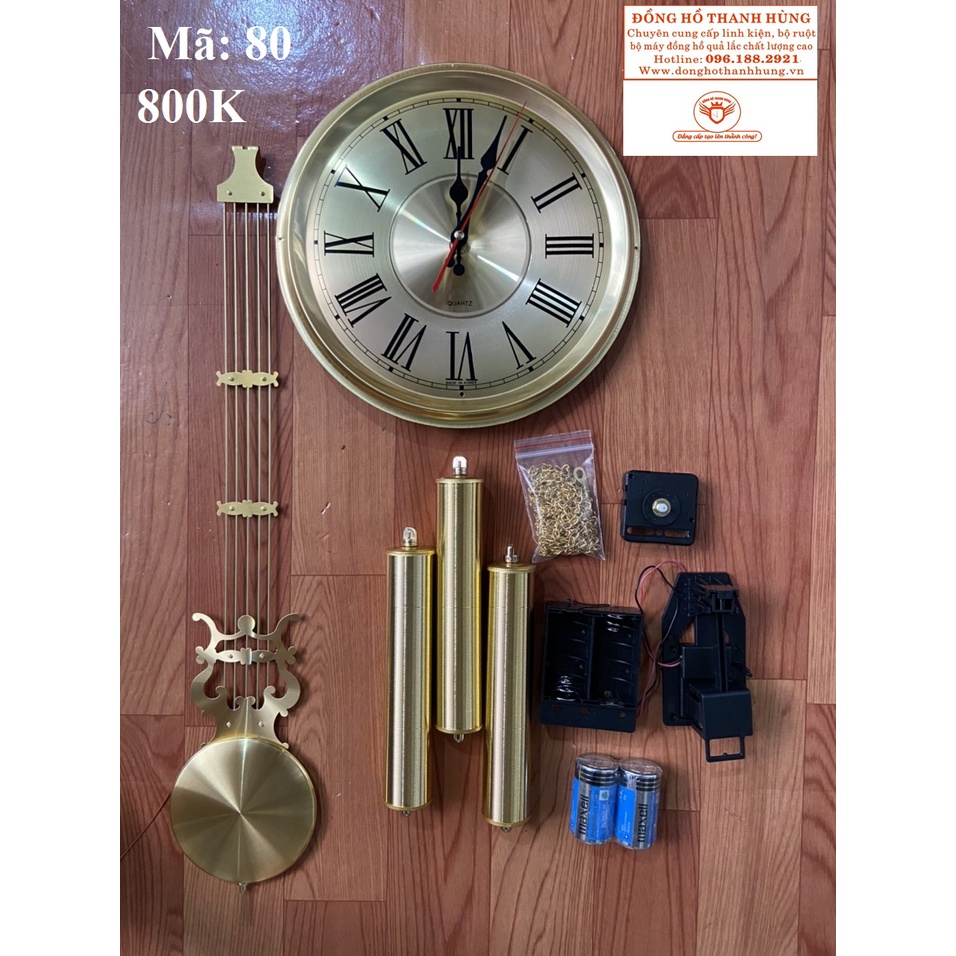 Bộ ruột đồng hồ quả lắc đơn giản không chuông mặt 27,5 cm- hàng chất lượng - Tặng kèm pin- -Đồng Hồ Thanh Hùng
