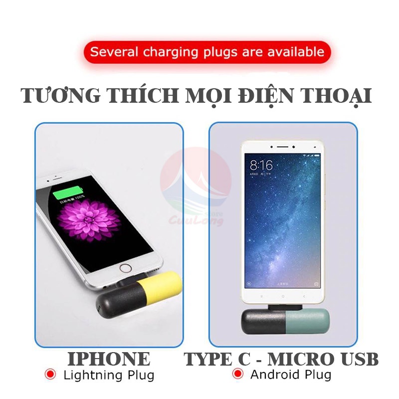 Sạc Dự Phòng Mini Siêu Nhỏ di động cầm tay dễ thương cute bin sạc điện thoại iphon 11 12 13 du lịch bỏ túi