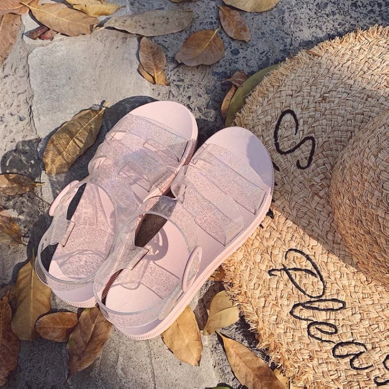 sandal nữ thạch trong suốt đế bằng La Mã M1265555