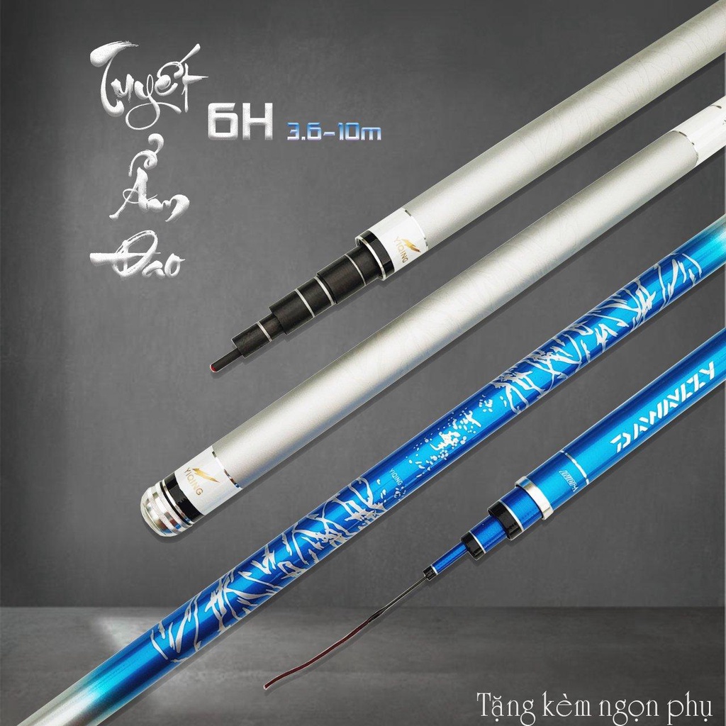 Cần Câu Tay Câu Đơn Tuyết ẨmĐao 6H carbon xoắn cao cấp size 3m6-10m