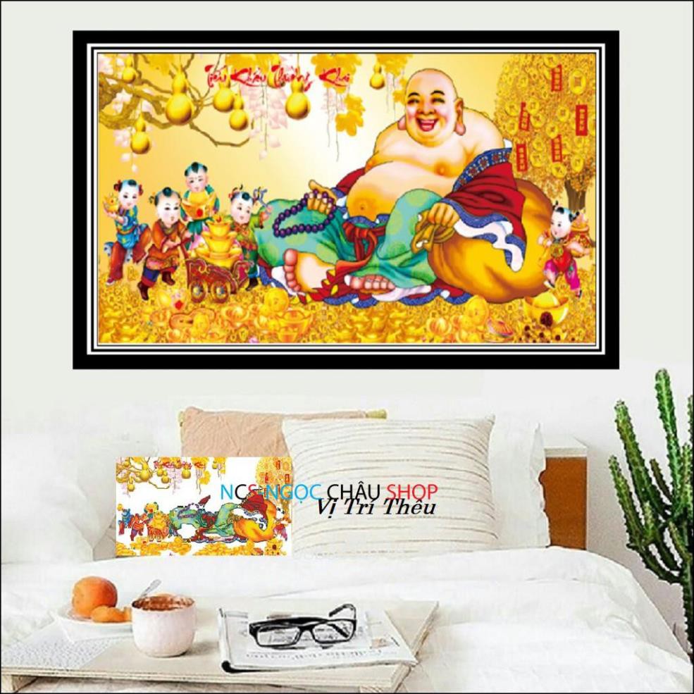 Tranh thêu chữ thập Phật Di Lặc Tiểu Khẩu Trường Khai- Tranh thêu chữ thập 3D NCS-NGỌC CHÂU SHOP