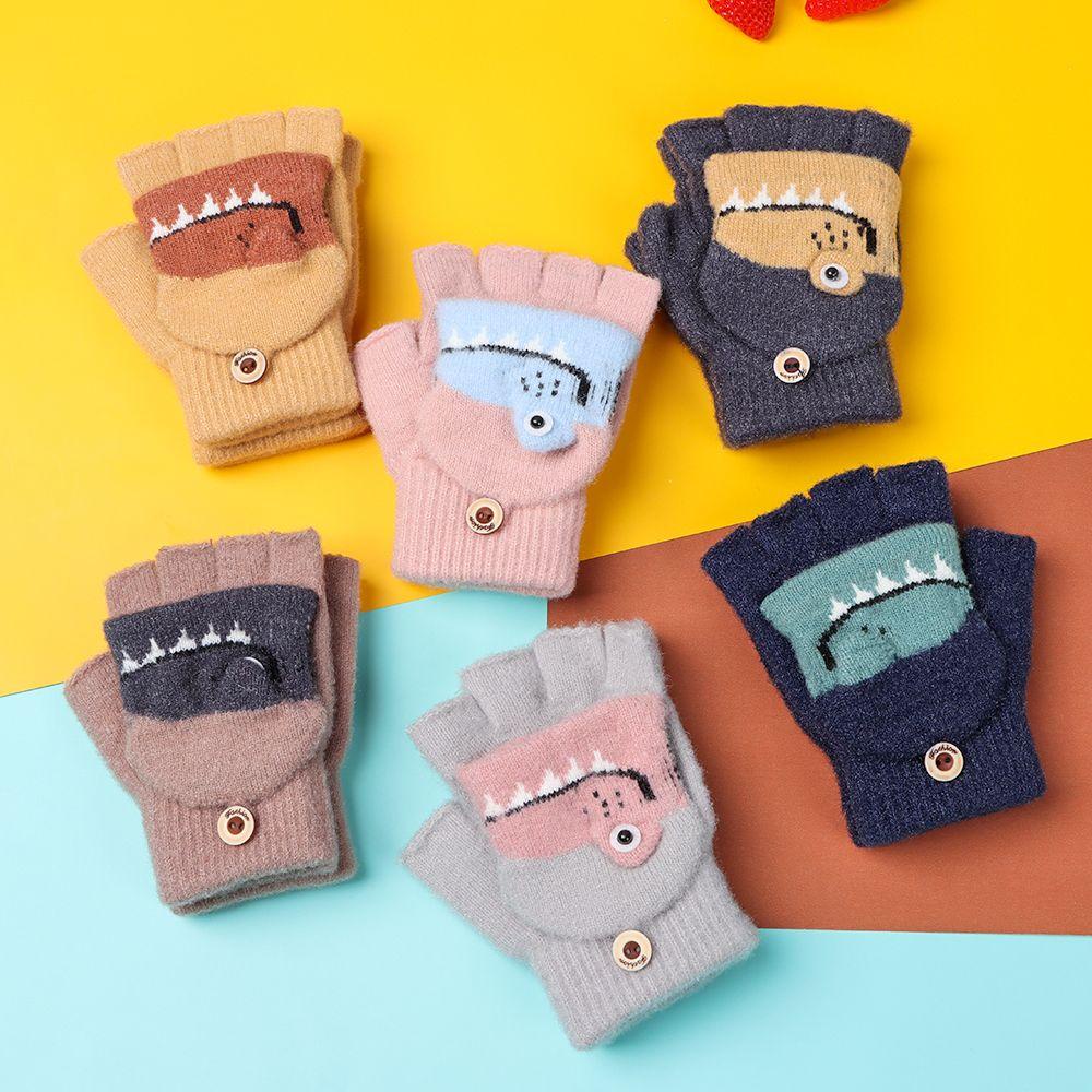 1 Đôi Găng Tay Hở Ngón Hình Khủng Long Dễ Thương Cho Bé 5-12 Tuổi